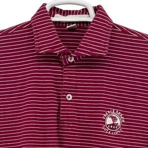 Holderness & Bourne Egan Shirt Mens Medium Bordeaux White Pebble Beach Golf Polo